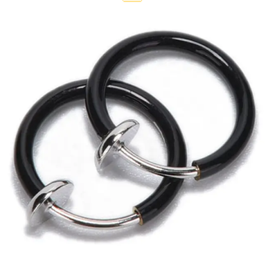 Пирсинг кольцо обманка для носа уха губы клипса колечко септум каффа (черный) 62290 фото
