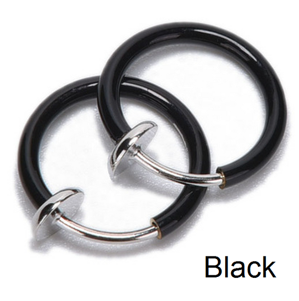 Пирсинг кольцо обманка для носа уха губы клипса колечко септум каффа (черный) 62290 фото