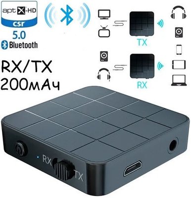 2 в 1 Bluetooth 5.0 VIKEFOF KN-321 Аудіоприймач Передавач Звуку 200 мА·год 63948 фото